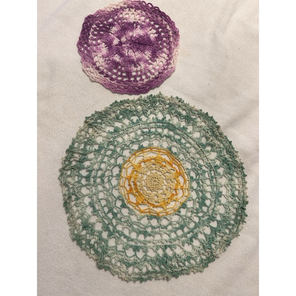 Vintage Hand Made Lot Of 2 Doilies